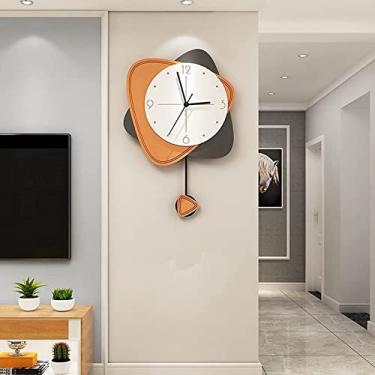 Imagem de Relógio de parede arte grande relógio de parede moderno, arte de parede para casa, sem tique-taque, silencioso, pêndulo, quartzo, operado por bateria, redondo, fácil de ler, para casa/escritório