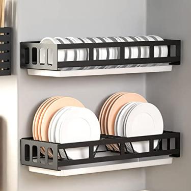 Imagem de Escorredor de pratos de aço inoxidável, suporte de utensílios, escorredor de pratos com bandeja coletora, escorredor de pratos de parede, escorredor de pratos de 2 níveis, armazenamento de balcão de