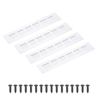 Imagem de PATIKIL Grade de ventilação retangular de 25 x 5 cm, 4 peças de cobertura de ventilação de alumínio com parafusos de montagem para guarda-roupa de porta de armário de armário, prata