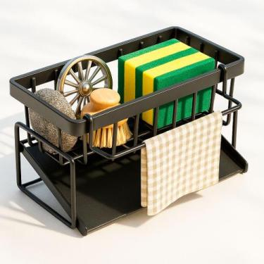 Imagem de Organizador de Pia Escorredor Cozinha em Metal Suporte Porta Detergent