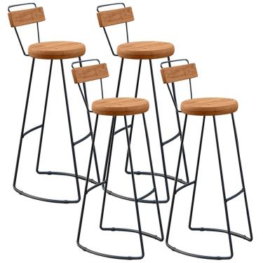 Imagem de Kit 04 Banquetas Altas Cozinha Sala De Jantar Estrutura Em Aço Mahal D01 Peroba Rosa - Lyam Decor