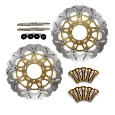 Imagem de Arashi Discos de freio dianteiros de tamanho grande com parafusos de montagem para Kawasaki Ninja ZX6R ZX636 2003-2004, acessórios de substituição de motocicleta pretos