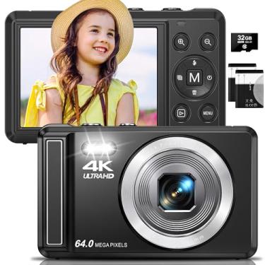 Imagem de Câmera Digital 4K, Foco Automático,Fotográfica para Vlog, Zoom, Tela 2.8 Polegadas，fotografia, Cartão SD de 32GB, 2 Baterias, Câmera Compacta, Flash