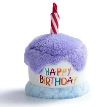 Imagem de Nocciola Brinquedo de bolo de feliz aniversário para cães com barulho e enrugamento, presente de pelúcia para festa de aniversário, brinquedo para cães pequenos e médios