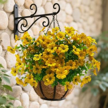 Imagem de Flores violetas artificiais – Plantas de plástico falsas realistas para decoração de casamento e arranjos de festa (amarelo)