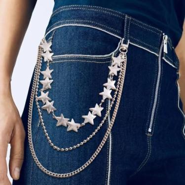Imagem de Corrente de jeans Star para mulheres e homens Y2k em camadas cinto acessório punk gótico estilo hip hop corrente de calças unissex para homens e mulheres, jeans, shorts, saias, acessórios de moda