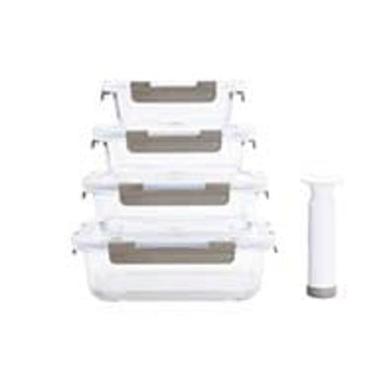 Imagem de Kit 4 Potes Vidro Vácuo E Bomba Succção 1,52/1,04/640/370Ml