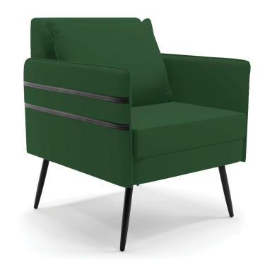 Imagem de Poltrona Mari Veludo Verde Pés Palito De Ferro Preto