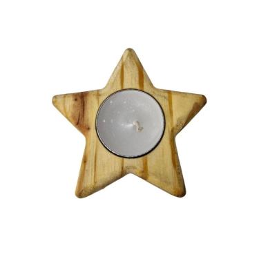 Imagem de Porta Vela Rechaud Estrela Madeira Decoração Presente
