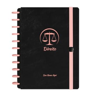 Imagem de Caderno De Disco Iscool Inteligente Personalizado 140 Folhas Profissões Preto Rosê Direito Grande G+
