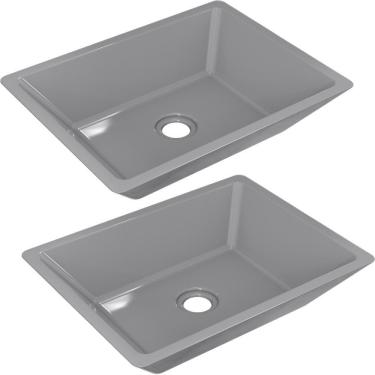 Imagem de Kit 02 Cubas De Apoio Banheiro Lavabo C01 Rt45 Cinza