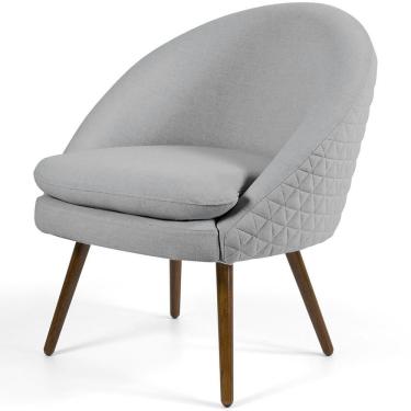 Imagem de Poltrona Decorativa Fixa Pés Palito Rafa D02 Tressê Linho Cinza D-315