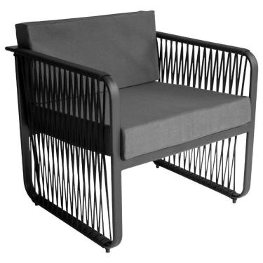 Imagem de Poltrona Para área Externa Santiago Alumínio E Corda Náutica Preto-cinza