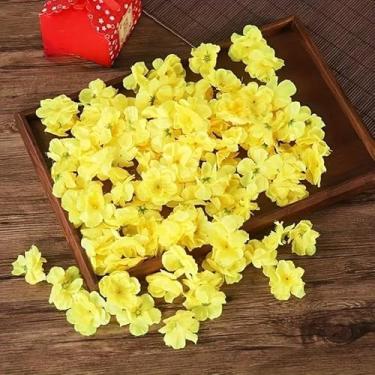 Imagem de 100 Pétalas De Flor Pessegueiro Cerejeira Artificial Rosa,flores artificiais,flores artificiais decorativas,petalas de rosa artificial(Amarelo)