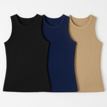 Imagem de Kit 3 Blusas Feminina Ribana Algodão Premium - 77VS LEVOSCH, Preto, Az