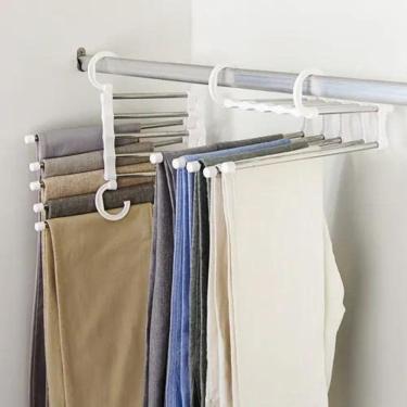 Imagem de 2X Vittak Cabide Mágico Inox Retrátil 5 Varetas Calças Otimi