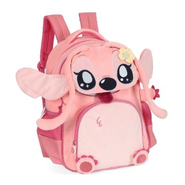 Imagem de Mochila Stitch Costas Escolar Pelucia 3D Luxcel Rosa Menina