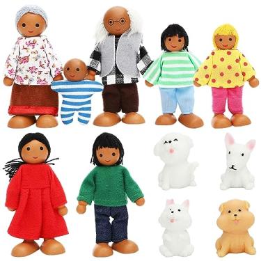 Imagem de ONEST 11 Pieces Wooden Dollhouse Family Set Mini People Figures Dog Sets Dollhouse Dolls Wooden Doll Family Pretend Play Figures Accessories for Pretend Dollhouse Toy