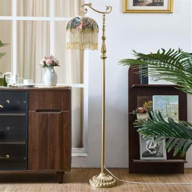 Imagem de Luminária de chão francesa de luxo com franjas, LED, estilo retrô americano, para sala de estar, sofá, quarto, escritório, casa de campo, hotel, estilo campestre europeu, luminária decorativ