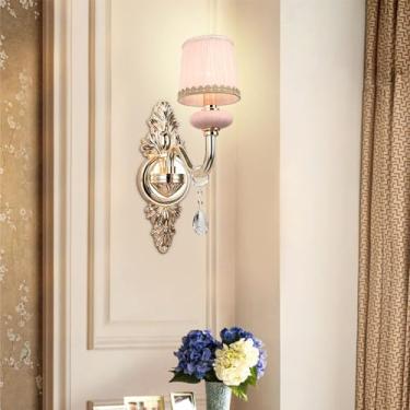 Imagem de Luminária de parede de cristal de luxo europeia, moderna, com LED, para decoração de sala de estar, quarto, escritório, quarto modelo, hotel, casa de campo, corredor (1 lâmpada, 1 peça)