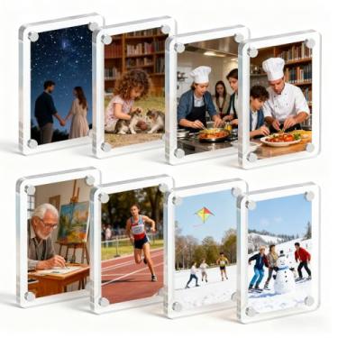 Imagem de MOJMBSBY Pacote com 8 molduras magnéticas de acrílico Polaroid para geladeira, 6 x 9,54 cm, molduras magnéticas transparentes para exibição de fotos Fujifilm Instax Mini Polaroid