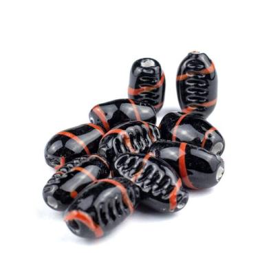 Imagem de Kit c/ 10 Firmas de Búzios 22 mm Preto Vermelho Murano Guias - Lua Mís