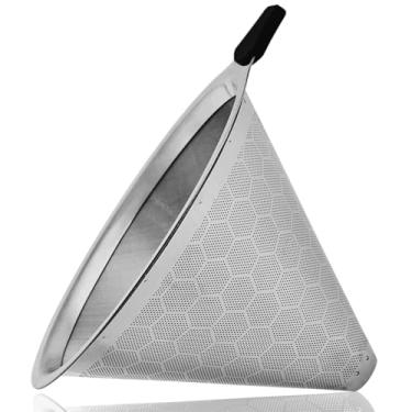 Imagem de GLMMIR Filtro de café compatível com Chemex & Hario V60 02 03, filtro de café de gotejamento lento de cone de metal de aço inoxidável reutilizável, 2 a 4 xícaras de filtros de gotejamento de café