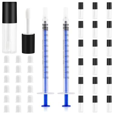 Imagem de Frascos de brilho labial de plástico transparente de 1,2 ml, 20 frascos de brilho labial transparentes, mini tubos de brilho labial vazios/recipientes recarregáveis para brilho labial faça você mesmo