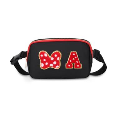 Imagem de Pochete com laço de mouse com letra inicial, presentes fofos de aniversário de Natal para meninas, filhas, mulheres, bolsa transversal à prova d'água para meninas, bolsa de cinto personalizada para