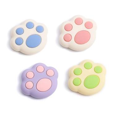 Imagem de DLseego 4 Pegas de polegar projetadas para Nintendo Switch 2 (2025), silicone macio Joycon controle analógico capa protetora antiderrapante botão Joycon Joystick Caps Covers, Cat Paw - colorido
