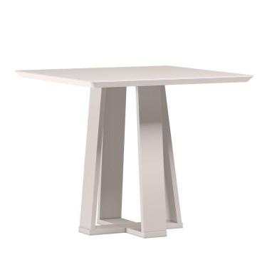 Imagem de Mesa De Jantar Quadrada 4 Lugares 90cm Tampo Mdf Com Vidro Valencia Off White - New Ceval