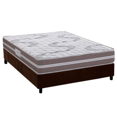 Imagem de Cama Box Casal: Colchão Espuma D33 Herval Long Live + Base Crc Suede Brown (138x188)