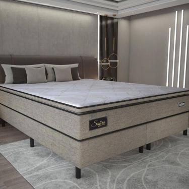 Imagem de Cama Box Conjugado King Com Colchão 193x67x203 Safira Gazin Cr35347 Castor