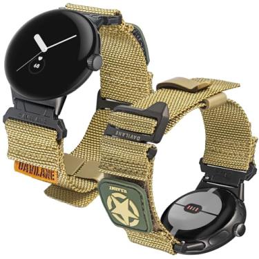 Imagem de DAVILANE Pulseira de relógio de nylon tática militar para Google Pixel Watch – Pulseira de troca rápida com adesivos intercambiáveis e gancho G para Pixel/Pixel 2 / Pixel 3 de 41 mm / Pixel 3 de 45 mm