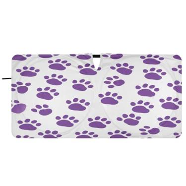 Imagem de Blueangle Guarda-sol para para-brisa com estampas de patas fofas - 157,5 cm x 81,3 cm dobrável para janela dianteira do carro bloqueia raios UV viseira de sol (450)