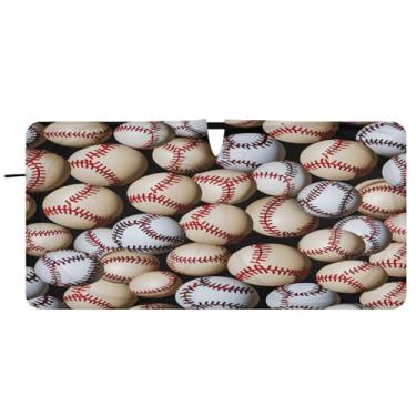 Imagem de Blueangle Pára-brisas com padrão de bolas de beisebol - 157,5 cm x 81,3 cm dobrável para janela dianteira do carro bloqueia raios UV viseira de sol (348)