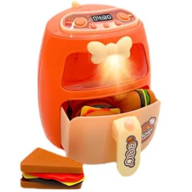 Imagem de Conjunto de Brinquedo Air Fryer Infantil com Luzes, Laranja, Plástico, Inclui Acessórios e Alimentos Miniatura, 3+ Anos