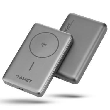 Imagem de AMET Carregador Portátil Power Fast 10.000mAh | Magnético MagSafe e Qi2 15W, Power Delivery 20W | Power Bank Rápido para iPhone e outros, Rende aré 3 cargas completas, USB-C, Garantia 1 Ano