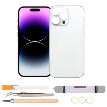 Imagem de Dymicbit Substituição de vidro da capa traseira compatível com iPhone 14 Pro com kits de ferramentas de reparo (prata)