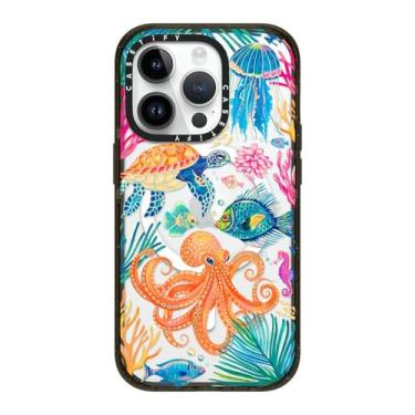 Imagem de CASETiFY Capa Impact para iPhone 14 Pro [proteção contra quedas de grau militar de 2,5 m 4X/compatível com Magsafe] - Under The Sea 2 por Grace Andersson - Preto transparente