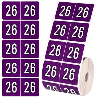 Imagem de 500 adesivos de 2026 anos, 5 x 2,5 cm/1,97 x 0,98 pol. Adesivos coloridos de 26 anos, etiquetas de pasta de arquivo para material de escritório (roxo noturno)