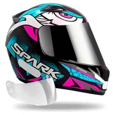Imagem de Capacete Ebf Spark Dragon Tiffany + Viseira Cromada 2.2mm (56)