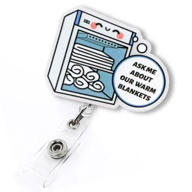 Imagem de Ask Me About Our Warm Blankets Retrátil Carretel de Crachá Pacu, Carretel de Crachá Pacu para Trabalho, Porta-crachá de Enfermeira ER Enfermeira Quente Bonito Porta-crachá para Enfermagem RN CMA CNA