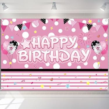 Imagem de Pano de fundo preto rosa de 1,5 x 0,9 m, desenho animado, bolinhas, fotografia de fundo para crianças, meninas, feliz aniversário, chá de bebê, suprimentos de decoração de festas de fim de ano