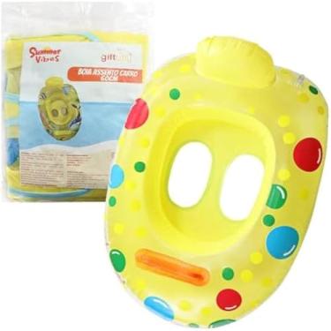 Imagem de Boia inflavel com assento, infantil, circular, flutuacao segura, verao, piscina, divertida - Cores sortidas