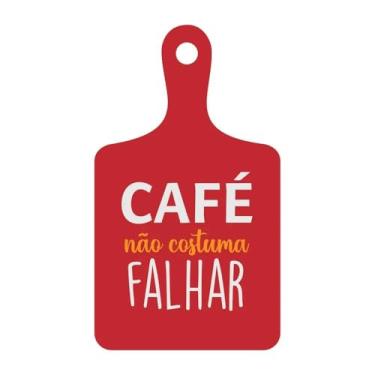 Imagem de Placa Decorativa de Parede em MDF, Café Não Costuma Falhar, Vermelho, Design Tábua de Corte, 34 x 24 x 0,3 cm