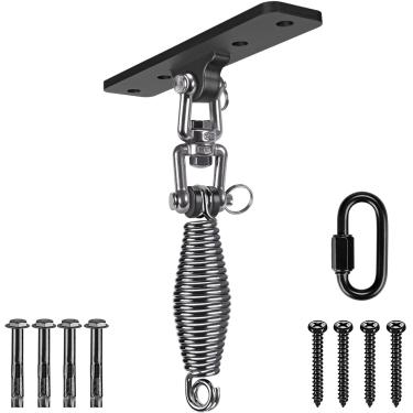 Imagem de Dolibest Kits de pendurar ferragens para cadeira de rede, gancho de balanço resistente com mola (6 mm) para ambientes internos e externos, cadeira suspensa, rede, cadeira, sacos de perfuração, 4