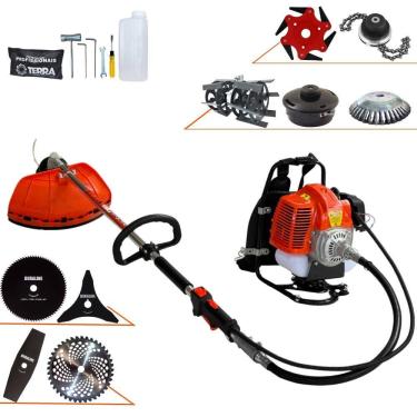 Imagem de Máquina de Corta Grama Costal Terra GRC430 À Gasolina 2 Tempos 43cc 1,7HP de Potência Roçadeira Profissional Completa Com Carretel + 8 Opções de Corte