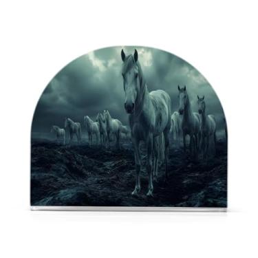 Imagem de JUZIHAI Porta-guardanapos de cavalos para mesa dispensador de guardanapos de acrílico para mesa suporte de lenços independente para cozinha sala de jantar bar festa decoração de casa