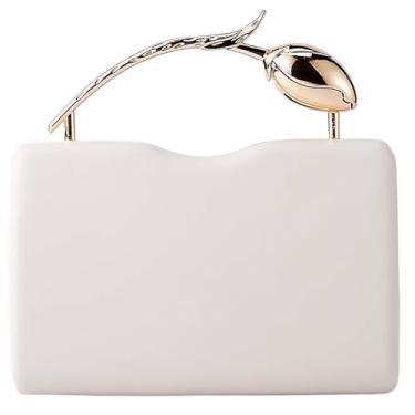 Imagem de louceko Bolsa de mão exclusiva de couro PU Love Rose Handle Bolsa de casamento para noite Bolsa de mão formal para mulheres presente de dia dos namorados, Bege